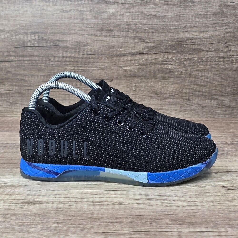 NOBULL Super Fabric Trainer Men's Sz 6 Women’s Sz 7.5 Black Blue Athletic Shoes